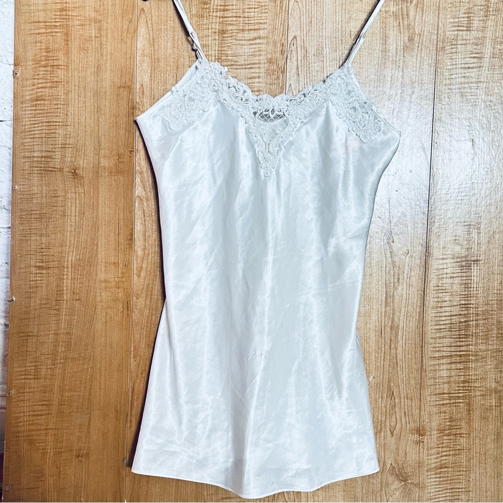 VTG DENTELLE Babydoll nightgown dress white size L